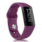 Mugust Silicone Bands Compatible with Fitbit Charge 4 Bands & Fitbit Charge 3 Bands for Women Men, Soft Straps Replacement Sport Wristbands for Fitbit Charge 4 & Fitbit Charge 4 SE & Fitbit Charge 3 & Fitbit Charge 3 SE (Purple, Small)