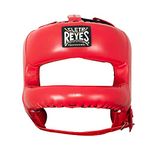 CLETO REYES Boxing Headgear with Face Bar for Men and Women, Protective Head Guard Face Saver, Sparring Fighting Sports, Kickboxing, MMA, Muay Thai, Classic Red