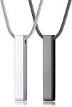 HAIAISO Mens Necklaces Stainless Steel Bar Pendant Necklace for Men and Women Couples Necklaces 22 Inches Snake Chain Unisex-ZHI