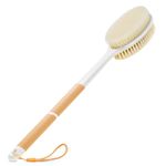 Backski Body Scrubber Anti Slip for Shower,Shower Brush Long Handle with Stiff and Soft Bristles,Body Wash Exfoliating Back Scrubber for Bath or Dry Brushing Body Brush(Orange)