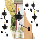 FAN-Torches Wall Mounted Citronella Torches Set of 6, 18 oz Garden Torches for Outside, Refillable Flame Light Torch, Outdoor Metal Torch for Yard, Patio, Deck, Garden, Party, Landscape