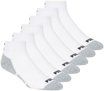 Puma Socks - United Legwear Men's Quarter Cut Socks, White, 10-13/6-12 (Pack of 6)