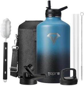 Topre Gallon Water Bottle, 128 oz Insulated Water Bottles With Straw, Double Walled Vacuum Large Water Bottle With 3 Lids & Brush, Leak Proof Metal Water Bottle For Sport Gym Camping