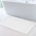MAYSHINE Chenille Bath Mat, Non Slip Bathroom Mat for Bathroom, Absorbent & Machine Washable Toilet Mat, Soft Plush Bathroom Rug, Bathroom Accessory (White, 60x100cm)