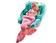 Mermaid, Newborn Baby Girl/Boy Crochet Knit Costume Photo Photography Prop Hats Outfits (Light Pink)