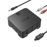 TROND TV Bluetooth Transmitter Receiver Optical, 3.5mm Wireless Audio Adapter (Latest V5.0, AptX Low Latency for Both TX and RX, Pair with 2 Devices Simultaneously), for TV/Home Stereo System