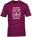 Hippowarehouse I Don't Need to get a Life. I'm a Gamer I Have Lots of Lives Unisex Short Sleeve t-Shirt Maroon