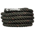AZUKA® Polypropylene Battle Rope for Gym, Battle Rope for Home, Heavy Battle Rope, 1.5 Inches Diameter (50 FT, Black-Red)