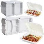 LEOBOX Clamshell Take Out Containers for Carry-out Taking Home 7.8‘’ 65 pack + Clam shell Food Containers for Meal Prep 6 * 9‘’ 50 pack