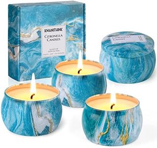 KWANITHINK Citronella Candles Outdoor and Indoor, 4 x 125g Citronella Candles Set Natural Soy Wax, Citronella Scented Candles for Home Patio Travel Housewarming Gift