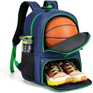 Basketball Backpack with Ball Compartment, Youth Bag with Shoe Storage