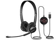 Cyber Acoustics Stereo USB Headset with ENC (AC-204ENC) – Environmental Noise Cancelation, Audio for Calls & Music, in-Line Control Module, Perfect for Call Center, Classroom, Home