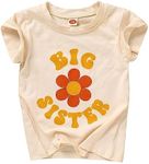 Big Sister Shirt for Little Girls Toddler Baby Announcement Outfits Sibling Shirts Short Sleeve Tops, Apricot, 6-12 Months