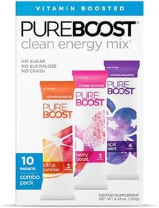 Pureboost Clean Energy Booster, Refreshing Energy Drink Mix with B12 Vitamins, Electrolytes, Antioxidants, Sugar-Free with No Sucralose (Combo Pack, 10 Count)
