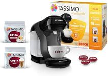 Tassimo by Bosch Style Pod Coffee Machine with Costa Americano & Costa Latte Starter Bundle, TAS1102GB2. Black