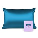 OLESILK 100% Silk Pillowcase for Hair and Skin, Both Sides 16 Momme Real Natural Mulberry Silk, with Hidden Zipper and Gift Box, 1pc, Peacock Blue, 50x75cm