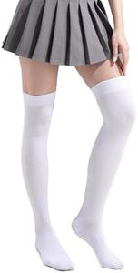 TOCONFFON Women's Over The Knee High Socks Thigh High Socks Long Cotton Socks for Daily Wear, Cosplay(White)