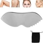 1Pc Gua Sha Stainless Steel - Gua Sha Tool - Gua Sha Stone - Gua Sha Myofascial Massage Board - Guasha Tool Face - Stainless Steel Gua Sha Comb - for Face, Eyes, Neck and Body (1Pc)