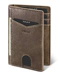 VULKIT Credit Card Holder RFID Blocking Slim Leather Wallet Anti Scan Bank Card Holder Quick Access with 10 Slots, Mocha