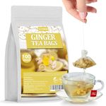 Premium Ginger Tea,100 Tea Bags,100% Pure Ginger Root,No Additives & Caffeine Free.…