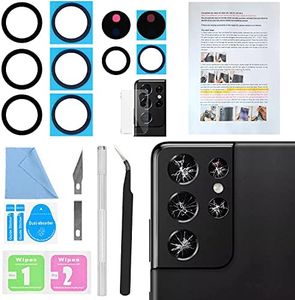 2PCS Galaxy S21 Ultra Back Rear Camera Lens Glass Replacement, ASDAWN Back Lens Glass for Samsung Galaxy S21 Ultra 6.8 inches All Carriers with Free Lens Film + Installation Manual + Repair Tool Set