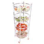 DHSVS 4 Layer Stainless Steel Fruit & Vegetable Kitchen Trolley 4 Layer Kitchen Basket | Fruit Basket | Vegetable Basket | Onion Potato Rack for Kitchen Trolley (wt-3.800kg) (12×12×36) Inch