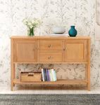 Hallowood Furniture Windsor Large Console Table in Natural Oak, Solid Wood Hall Table with 2 Drawers & Shelf, Oak Console Table, Living Room & Hallway Furniture