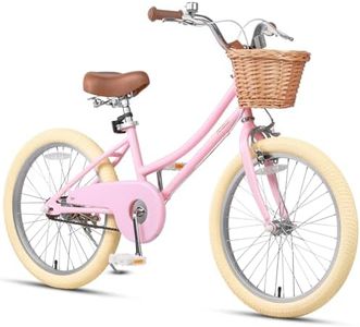 Petimini 20 Inch Kids Bike for 5 6 7 8 Years Old Little Girls Retro Vintage Style Bicycles with Training Wheels and Bell,Pink…