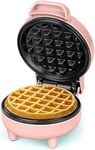 SNAILAR Mini Waffle Maker, 550W Waffle Iron, Ready Indicator Light, Non Stick Coating, Cool Touch Handle, Compact Size, Pink