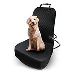 5 STARS UNITED Front Seat Dog Cover for Car - Durable Black Waterproof Protector Against Dirt, Mud & Fur - Scratch Proof Non-Slip Padded Quilted Front Seat Covers for Dog for Cars, Trucks & SUV