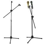 ZENO Microphone Stand Boomarm | Portable Mic Stand | Adjustable Boom Arm for Musicians, Schools, Meeting Rooms, Live Perfomances | Fits All Microphones | 135CM Max Height | Black