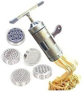 Newcreativetop Stainless Steel Manual Noodles Press Machine Pasta Maker with 5 Noodle Mould