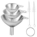 Lyfeesis 3pcs Funnel,Stainless Steel Funnels, Small Funnel with Handle and Cleaning Brush, Kitchen Funnel,Funnels for Transferring Jam, Cooking Oils, Liquids, Powders(1.77inch/ 2.2inch/ 2.95inch)