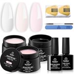 Beetles Builder Gel for Nails-10 in 1 30g *3 Colors Builder Gel Nail Kit Nail Extension Clear Nude Pink Hard Gel Sculpted Gel with Base Top Coat Nail Forms Nail Pen Nail Art Manicure Salon DIY Gift