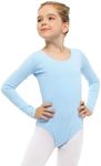 Stelle Long Sleeve Ballet Leotards for Girls Dance Leotard Black Gymnastics Ballet Outfits (Toddler/Little Kid/Big Kid) (Blue,8Years)