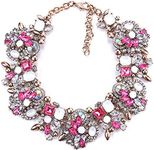 Zthread Bib Statement Necklace Colorful Glass Crystal Collar Choker Necklace for Women Fashion Accessories, crystal-metal, Rhinestone