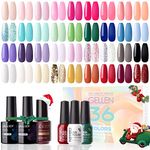 Gellen Gel Nail Polish Kit - 36 Colors Bright Rainbow Gel Polish Collection, Nail Gel Kit with Base Top & Matt Top Coat for All Seasons Home Manicure Set