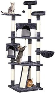 Yaheetech 79in Multi-Level Cat Trees with Sisal-Covered Scratching Posts, Plush Perches and Condo for Kittens, Cats and Pets - Gray and White