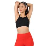 BlissClub Zip-Up Sports Bra | Front Zip Closure | Attached Hook for Extra Support | Adjustable Straps | Removable Cups