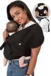 Konny Baby Carrier ORIGINAL Elastech - Custom Fit Carrier, Hassle-Free, Easy to Wear Infant Sling Wrap, Perfect for Newborn Babies up to 44 lbs Toddlers (Black, S)