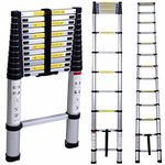 Inditradition 26.5 Feet (8 Meter) Foldable Aluminium Telescopic Ladder (18 Steps, 21 KG, Silver) | EN131 Certified, Compact & Portable Extension Ladder for Indoor & Outdoor Use