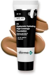 The Derma Co . 1% Hyaluronic Hydrating High Coverage Luminous Foundation Cream With Spf 40 Pa+++ For 12 Hour Long Stay Oil Control For All Skin Types & Even Skin 18Ml(07 Cinnamon,18Ml), 1 Count