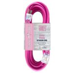 GREATIDE 50 Ft Lighted Outdoor Extension Cord - 12/3 SJTW Heavy Duty Extension Cable with 3 Prong Grounded Plug - 15 Amp Power Cord for Lawn, Garden, Appliances,Pink