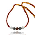 FOURSEVEN Jewellery Harmony & Balance Healing Gemstone Bracelet with Rainbow Moonstone, Silver and Rudraksha for Men and Women
