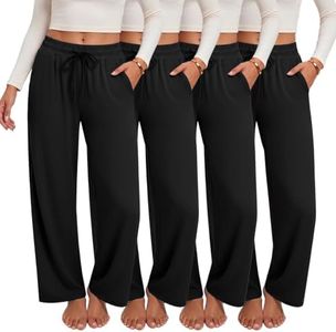 4 Pack Wide Leg Sweatpants Women - Comfy Lounge Yoga Pants with Pockets