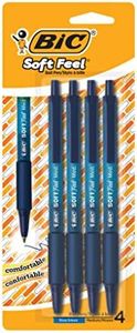 BIC Soft Feel Blue Retractable Ballpoint Pens, Medium Point (1.0 mm), 4-Count Pack, Blue Pens With Soft-Touch Comfort Grip