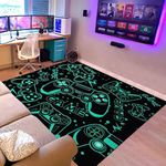 Susuluy Gamer Rug for Boys Game Room Area Rug Fluorescent Green 3D Gamepad Gaming Rugs Carpet for Teen Boys Bedroom Playroom Non-Slip Gamer Area Carpet Boys Gamer Room Decor Mat 59"x39"