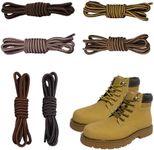 XNBTFK 6 Pairs Round Work Boot Laces Heavy Duty, Round Boot Laces for Walking Boots Heavy Duty, Durable Shoelaces for Hiking,Walking, Outdoor Boots, Wear-Resistant and Sturdy Boot