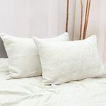 NTBAY 2 Pack 100% French Linen Queen Pillowcases, Breathable and Cooling Washed Yarn Dyed Pillow Cases with Envelope Closure for Hot Sleepers, 20 x 30 Inches, Off White