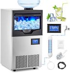 GarveeTech 140LBS/24H Commercial Ice Maker Machine, with 2 Water Inlets, Freestanding Ice Machine with 22 lbs Storage Bin, Ice Scoop & Water Filter for Home Office Restaurant Bar Cafe